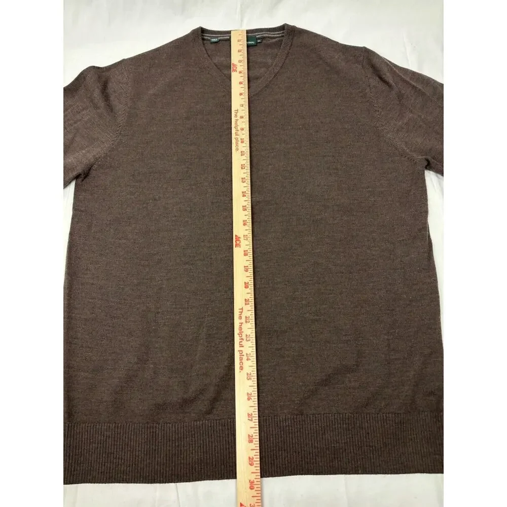 Rodd & Gunn Extra Fine Merino Wool Solid V-Neck Sweater Brown Men's XL